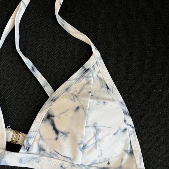Triangle Gray White Tie Dye Bikini Top Swimwear Size Medium - Picture 6 of 9